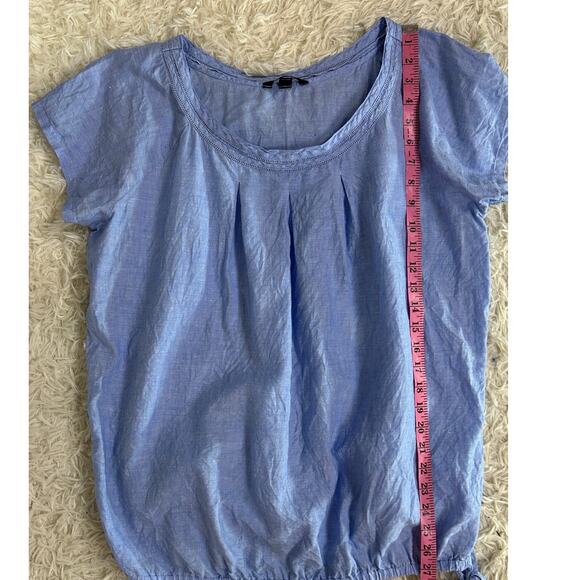 Lands End Women's Size L Blue 100% Linen Drawstring Waist Blouse #0439 - Picture 8 of 9